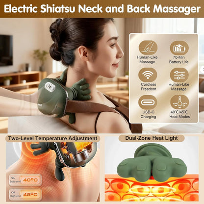 Bionic Heated Massager, Wireless Portable  Neck and Back Massager..