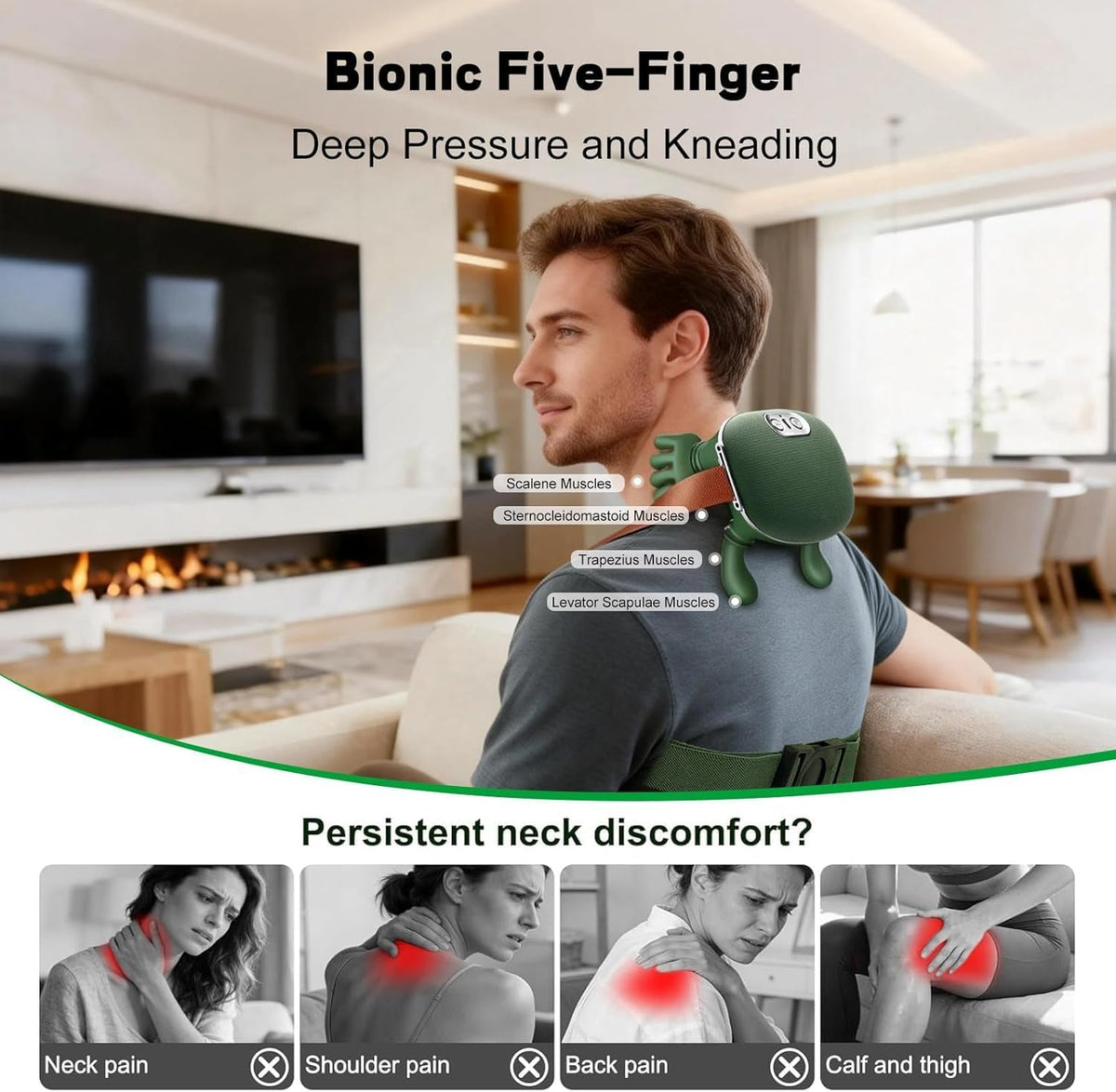 Bionic Heated Massager, Wireless Portable  Neck and Back Massager..
