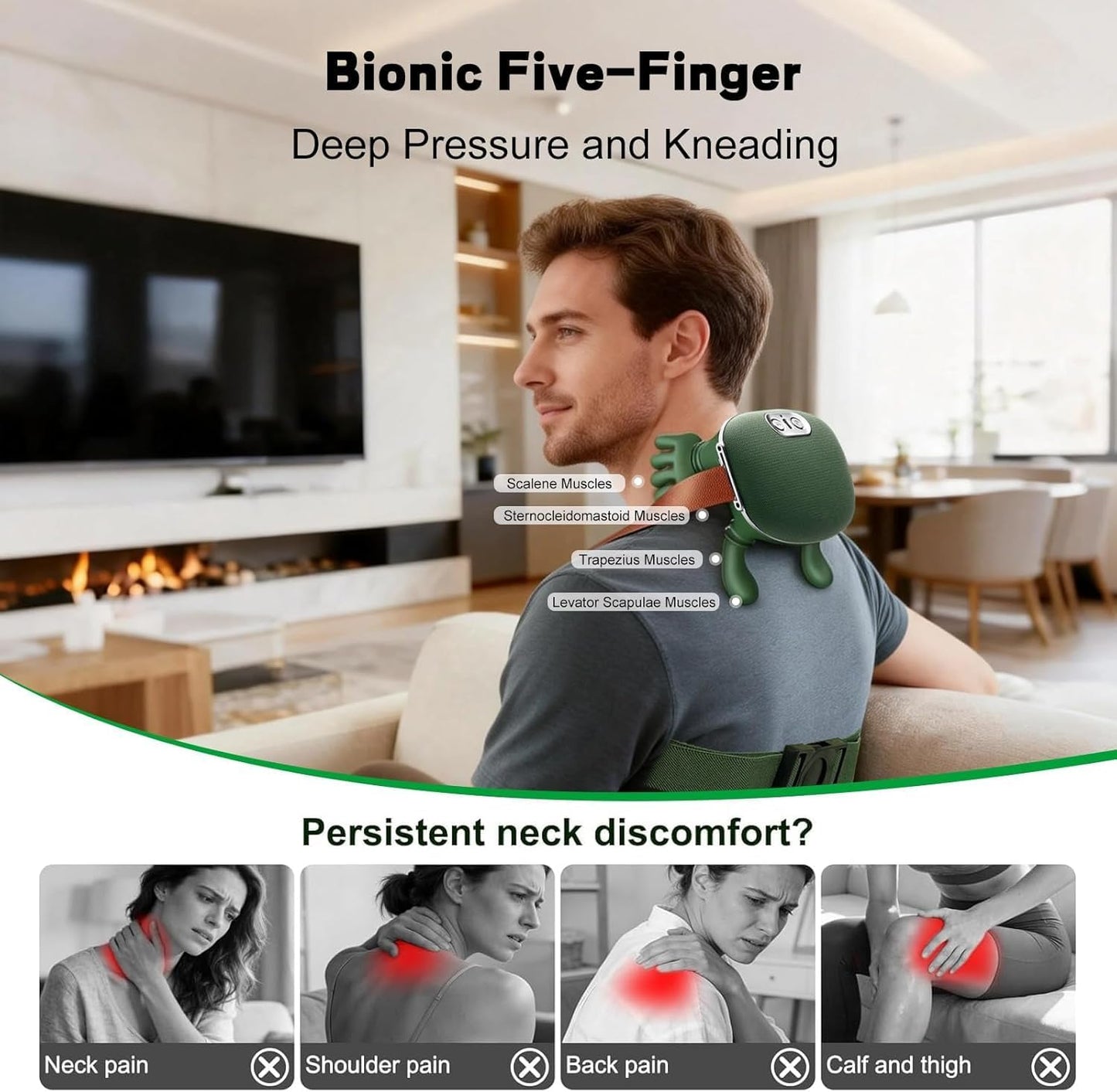 Bionic Heated Massager, Wireless Portable  Neck and Back Massager..