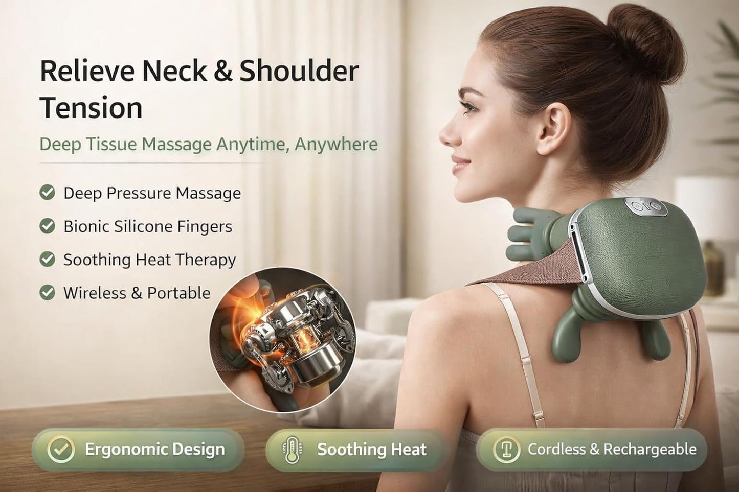 GripEase Hands-Free Neck & Shoulder Massager..