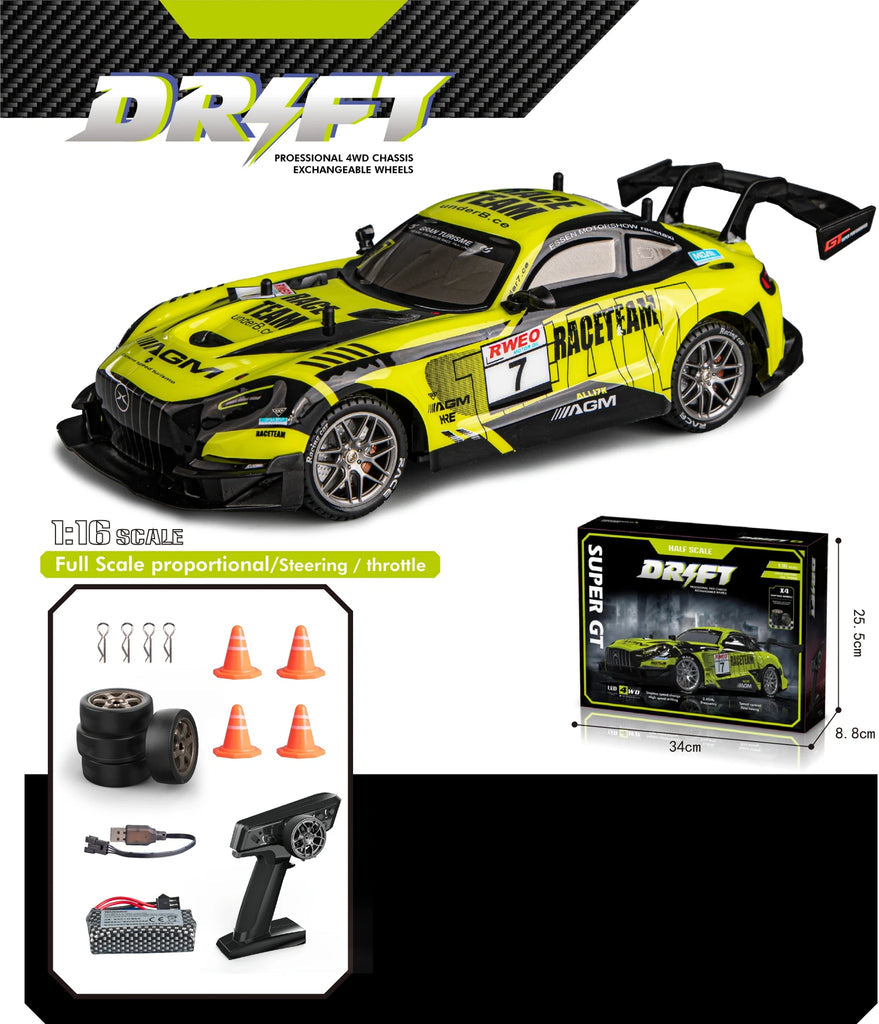 1:16 Scale 4WD Drift RC Car – High-Speed Racing Car with Proportional Steering & Throttle