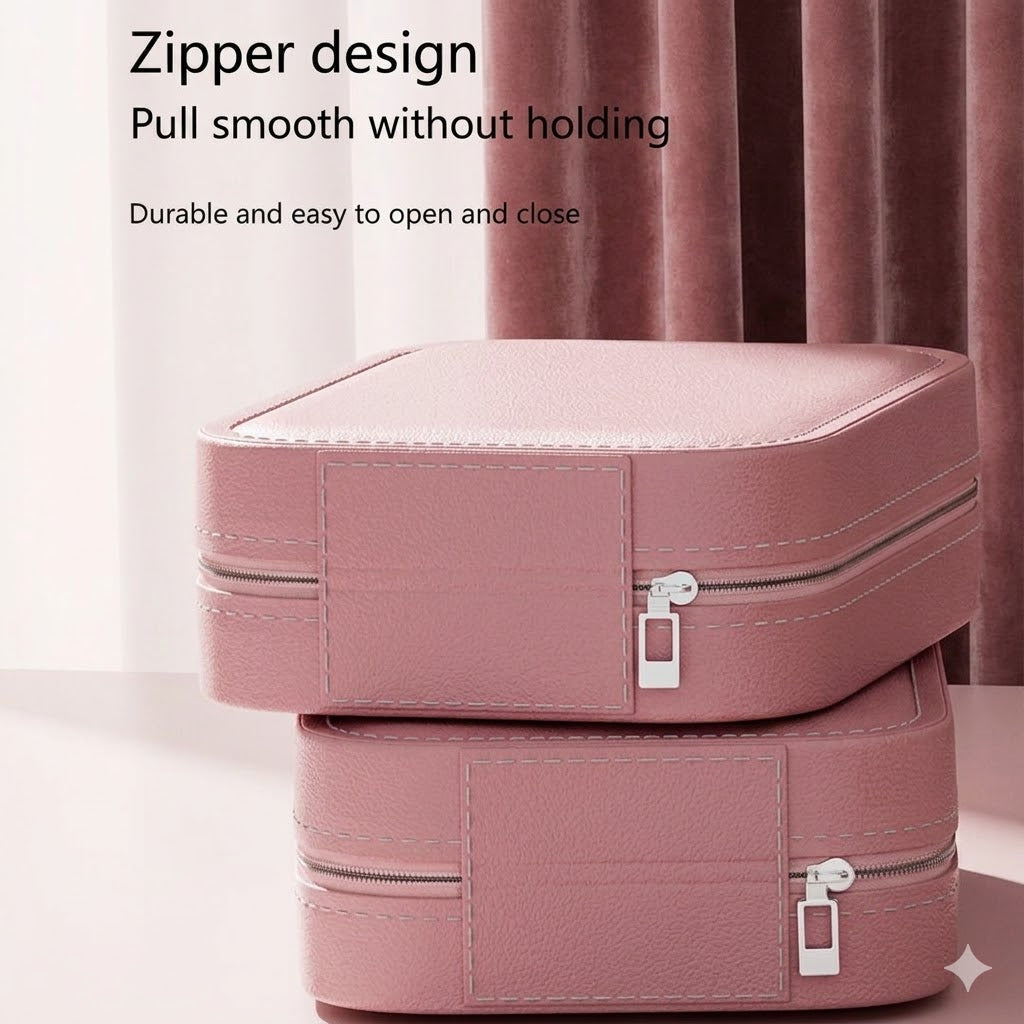 Portable Travel Jewelry Organizer with LED Lighted Mirror - Compact Makeup Case..