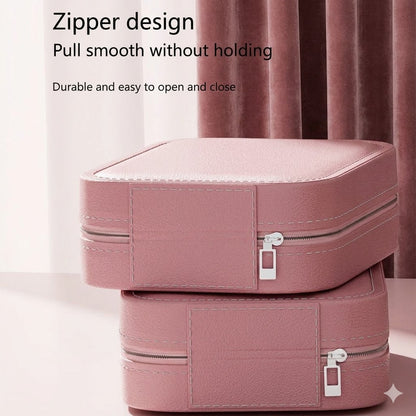 Portable Travel Jewelry Organizer with LED Lighted Mirror - Compact Makeup Case..