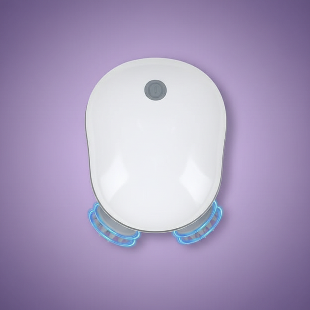 Massage device - top view purple background