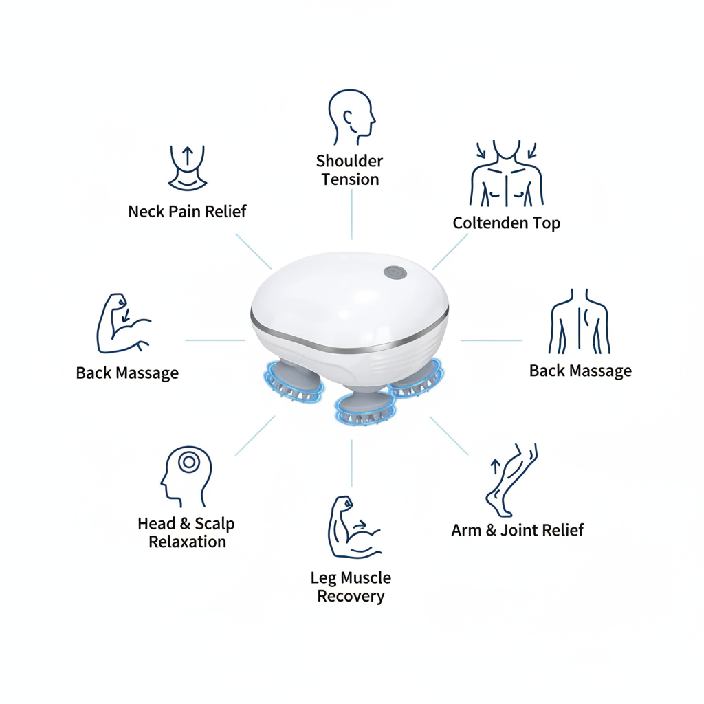 Massage device uses and benefits infographic